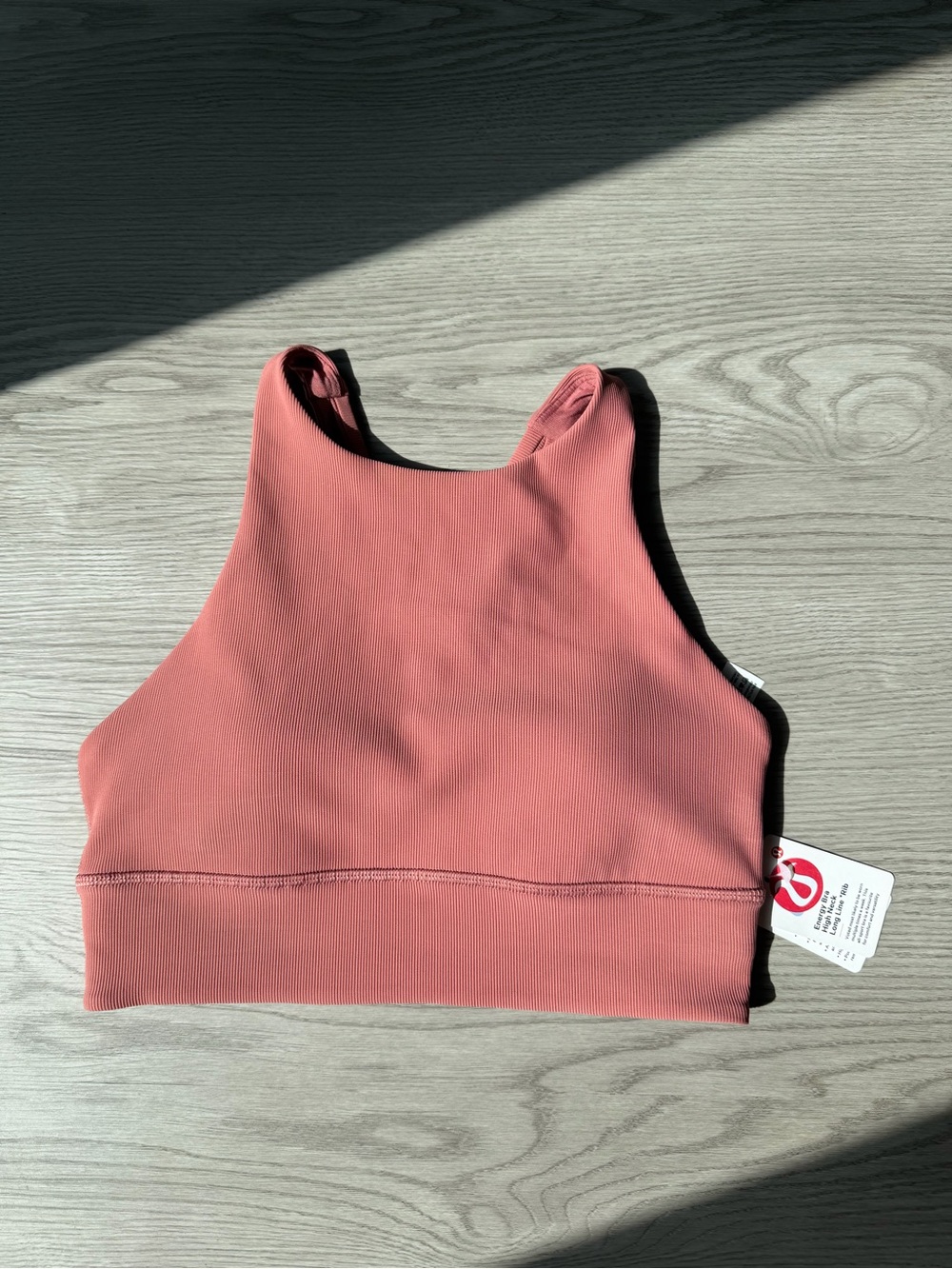 NWT Lululemon Energy High Neck Sports Bra Ribbed - Brier Rose - Size 6